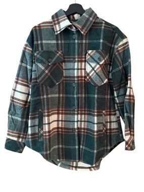 Woolx Sawyer Shacket Green and burgundy plaid Size Large New in package